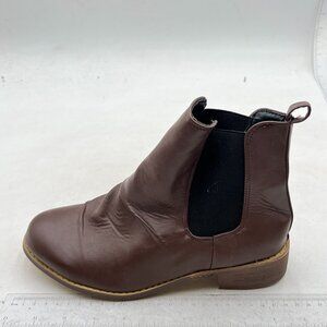 Women's Low Heel Ankle Boots Fashion Slip On Elastic Fall Booties Shoes Brown